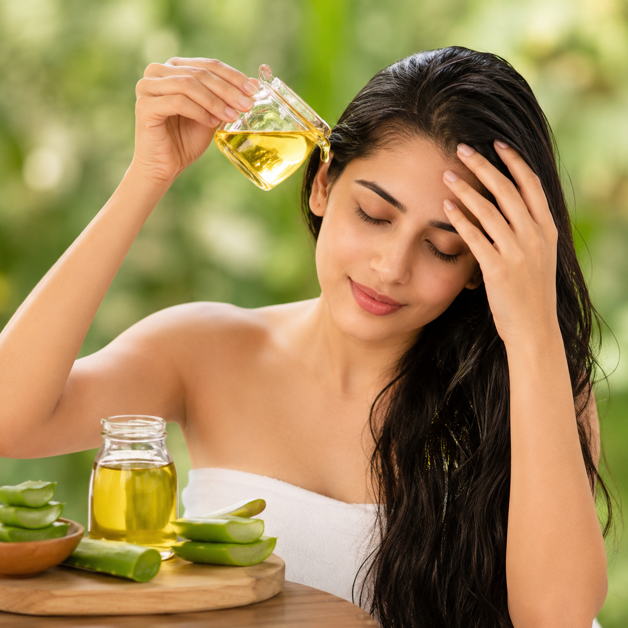 Aloe-Vera-Öl Naturpflege | Evergreen Zürich Aloe-Vera-Öl natürliches Hautpflegeöl von Evergreen Zürich mit Aloe-Vera-Pflanze und eleganter Glasflasche